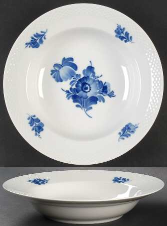 Blue Flowers Braided Large Rim Soup Bowl