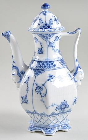Blue Fluted Full Lace (No Trim) Mini Coffee Pot & Lid