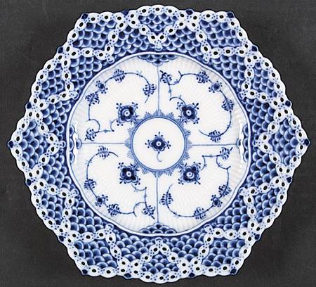 Blue Fluted Full Lace (No Trim) 8" Pierced Plate