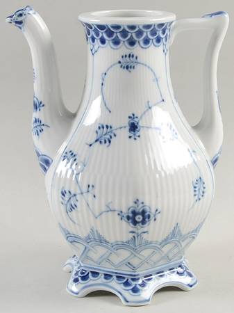 Blue Fluted Full Lace (No Trim) Coffee Pot No Lid