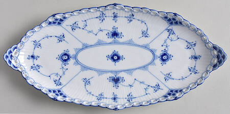 Blue Fluted Full Lace (No Trim) Asparagus Server/Tray