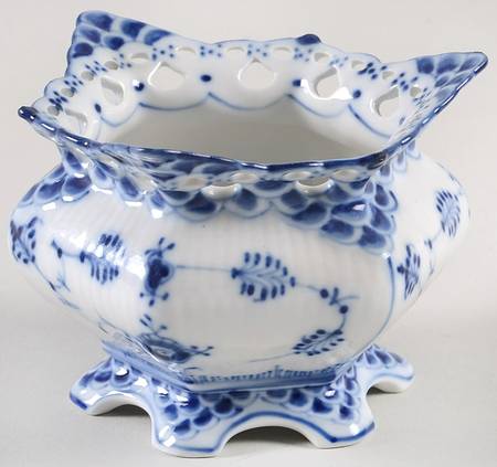 Blue Fluted Full Lace (No Trim) Open Sugar Bowl
