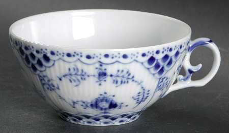 Blue Fluted Full Lace (No Trim) Flat Cup