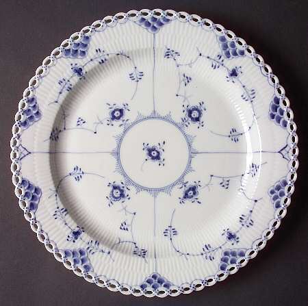 Blue Fluted Full Lace (No Trim) 13" Chop Plate (Round Platter)