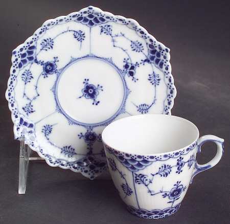 Blue Fluted Full Lace (No Trim) Flat Demitasse Cup & Saucer Set