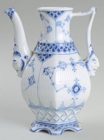 Blue Fluted Full Lace (No Trim) Mini Coffee Pot No Lid