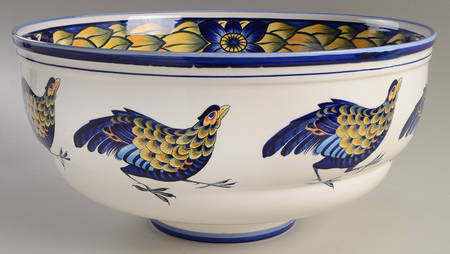 Blue Pheasant 15" Round Serving Bowl