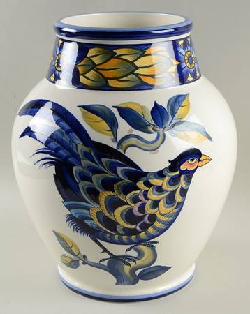 Blue Pheasant 14" Vase