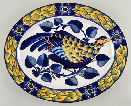 Blue Pheasant 20" Oval Serving Platter