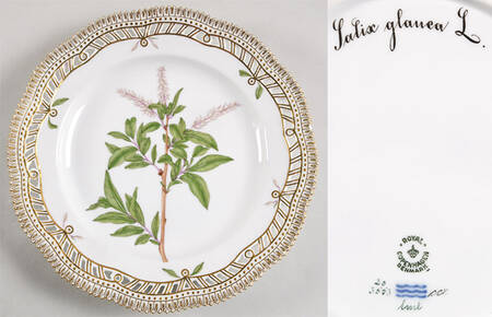 Flora Danica (1961 To Current) 10" Pierced Dinner Plate/Fruit Std-Lalix glanea L.