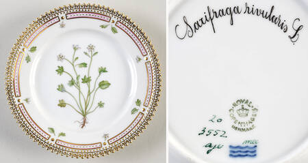 Flora Danica (1961 To Current) Bread & Butter Plate-Saxifraga Rivularis L.