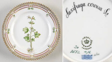 Flora Danica (1961 To Current) Bread & Butter Plate-Saxifraga cernua L.