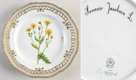 Flora Danica (1961 To Current) 10" Pierced Dinner Plate/Fruit Std - Senecio jacobaca L.