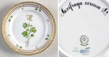 Flora Danica (1961 To Current) Bread & Butter Plate-Saxifraga cernua L.