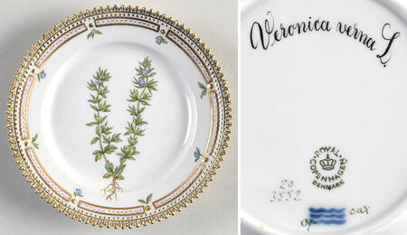Flora Danica (1961 To Current) Bread & Butter Plate-Veronica verna L.