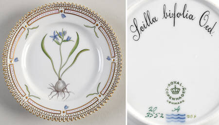 Flora Danica (1961 To Current) Bread & Butter Plate-Scilla bifolia Oed.