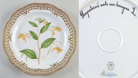 Flora Danica (1961 To Current) 10" Round Pierced Platter-Impatiens noli me Tanger by Royal Copenhagen