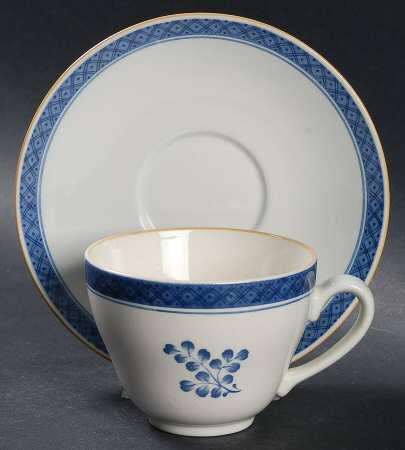 Gabriella Blue Flat Cup & Saucer Set by Royal Copenhagen