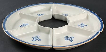 Gabriella Blue 7 Piece Lazy Susan (6 Side and 1 Center Section) by Royal Copenhagen
