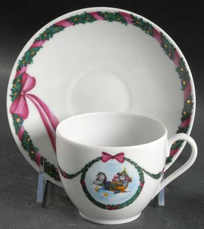 Jingle Bells Flat Cup & Saucer Set by Royal Copenhagen