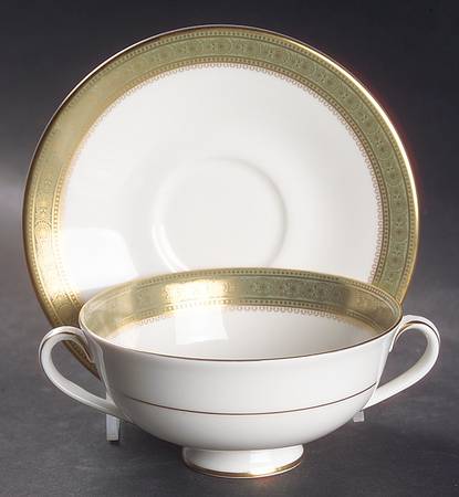 Belvedere Footed Cream Soup Bowl & Saucer Set