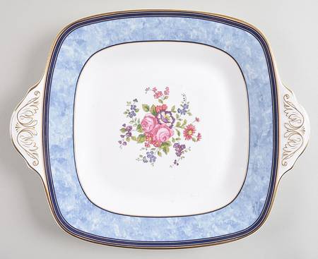 Centennial Rose Square Handled Cake Plate
