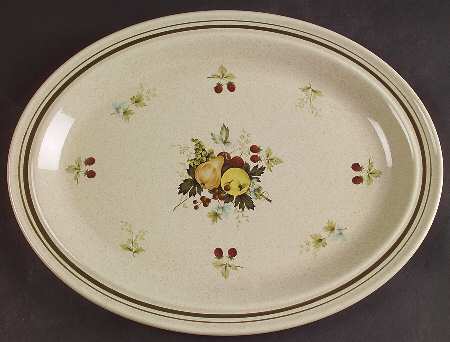 Cornwall (Rim, Double Green Trim) 13" Oval Serving Platter