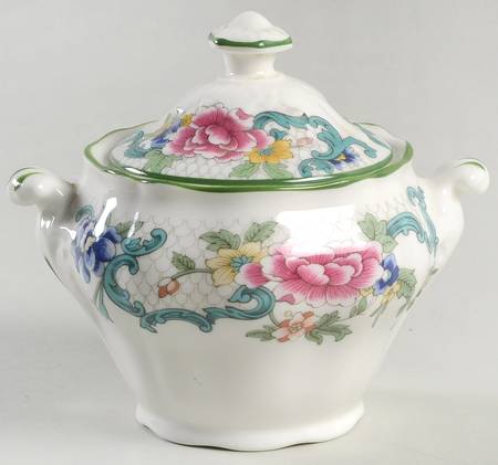 Floradora Green Sugar Bowl & Lid
