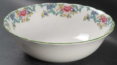 Floradora Green 10" Large Salad Serving Bowl
