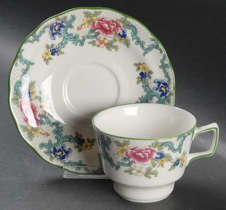 Floradora Green Flat Cup & Saucer Set
