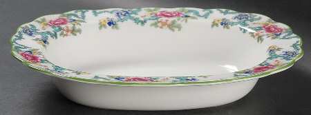 Floradora Green 10" Oval Vegetable Bowl
