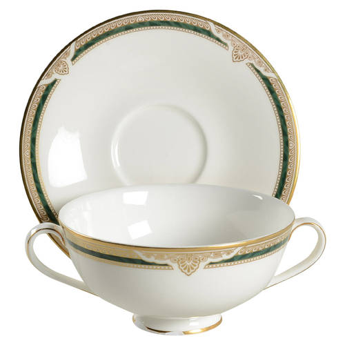 Forsyth Footed Cream Soup Bowl & Cup Saucer Set