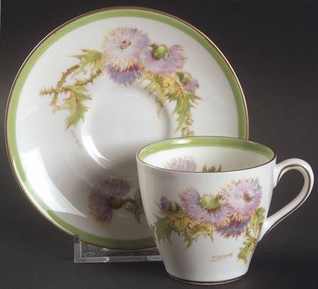 Glamis Thistle Flat Demitasse Cup & Saucer Set