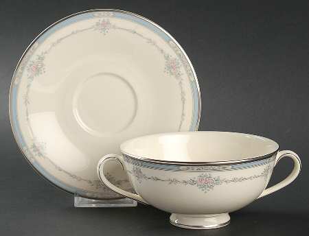 Lisa Footed Cream Soup Bowl & Cup Saucer Set