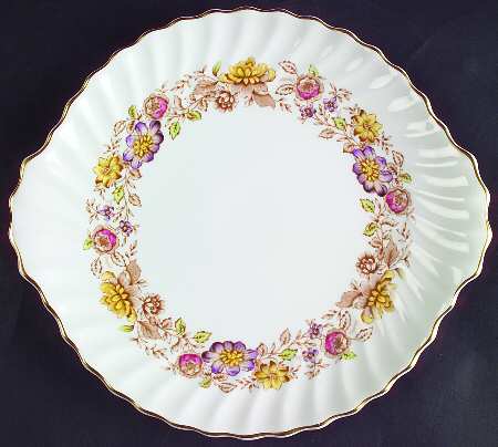 Mayfair Brown, Multicolor Handled Cake Plate