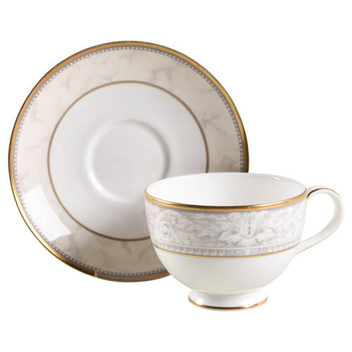 Naples (Gold Trim) Footed Cup & Saucer Set