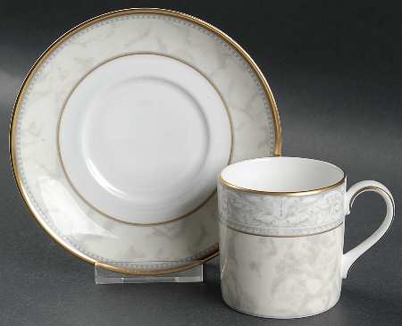Naples (Gold Trim) Flat Demitasse Cup & Saucer Set