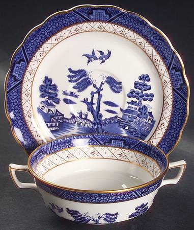 Real Old Willow Flat Cream Soup & Saucer Set