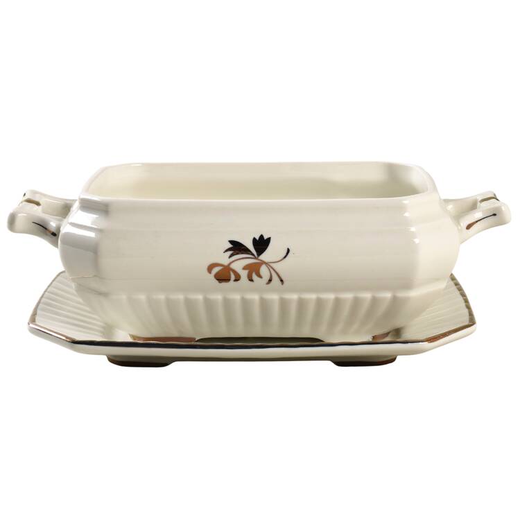 Tea Leaf Gravy Boat & Underplate by Red Cliff
