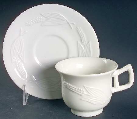 Wheat (Not Ribbed) Footed Cup & Saucer Set