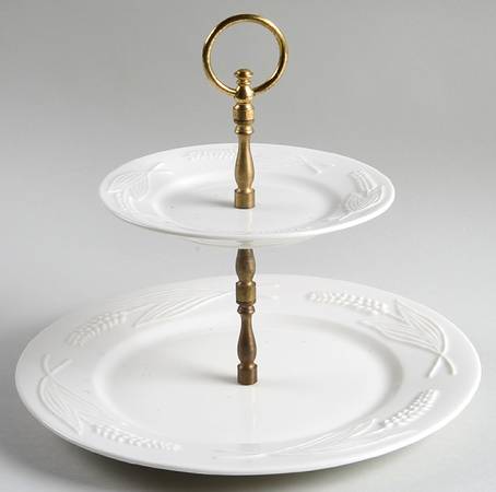 Wheat (Not Ribbed) 2 Tiered Serving Tray (Dinner&Bread/Butter Plate)