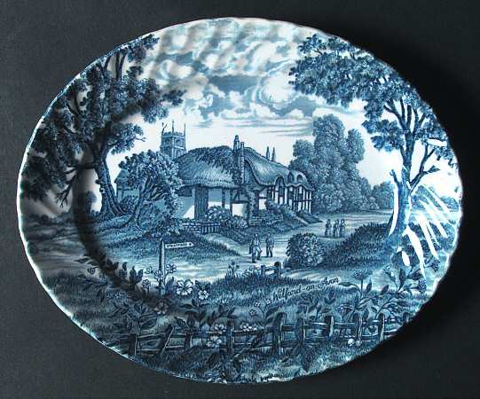Shakespeare Country Blue 12" Oval Serving Platter