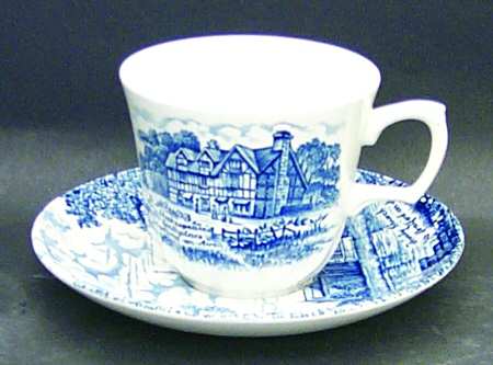 Shakespeare Country Blue Flat Cup & Saucer Set