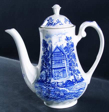 Shakespeare Country Blue Coffee Pot & Lid