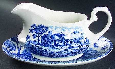 Shakespeare Country Blue Gravy Boat & Underplate/Relish