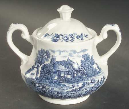 Shakespeare Country Blue Sugar Bowl & Lid