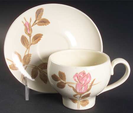 Red Wing Rose Footed Cup & Saucer Set by Red Wing