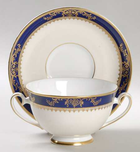 Viceroy Cobalt Footed Cream Soup Bowl & Saucer Set
