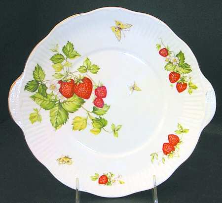 Virginia Strawberry Handled Cake Plate