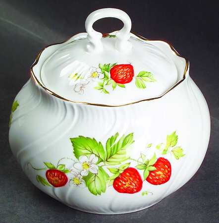 Virginia Strawberry Sugar Bowl & Lid